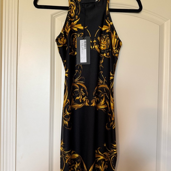 Versace Jeans Couture Elegant Black and Gold Mini Dress - Picture 3 of 6